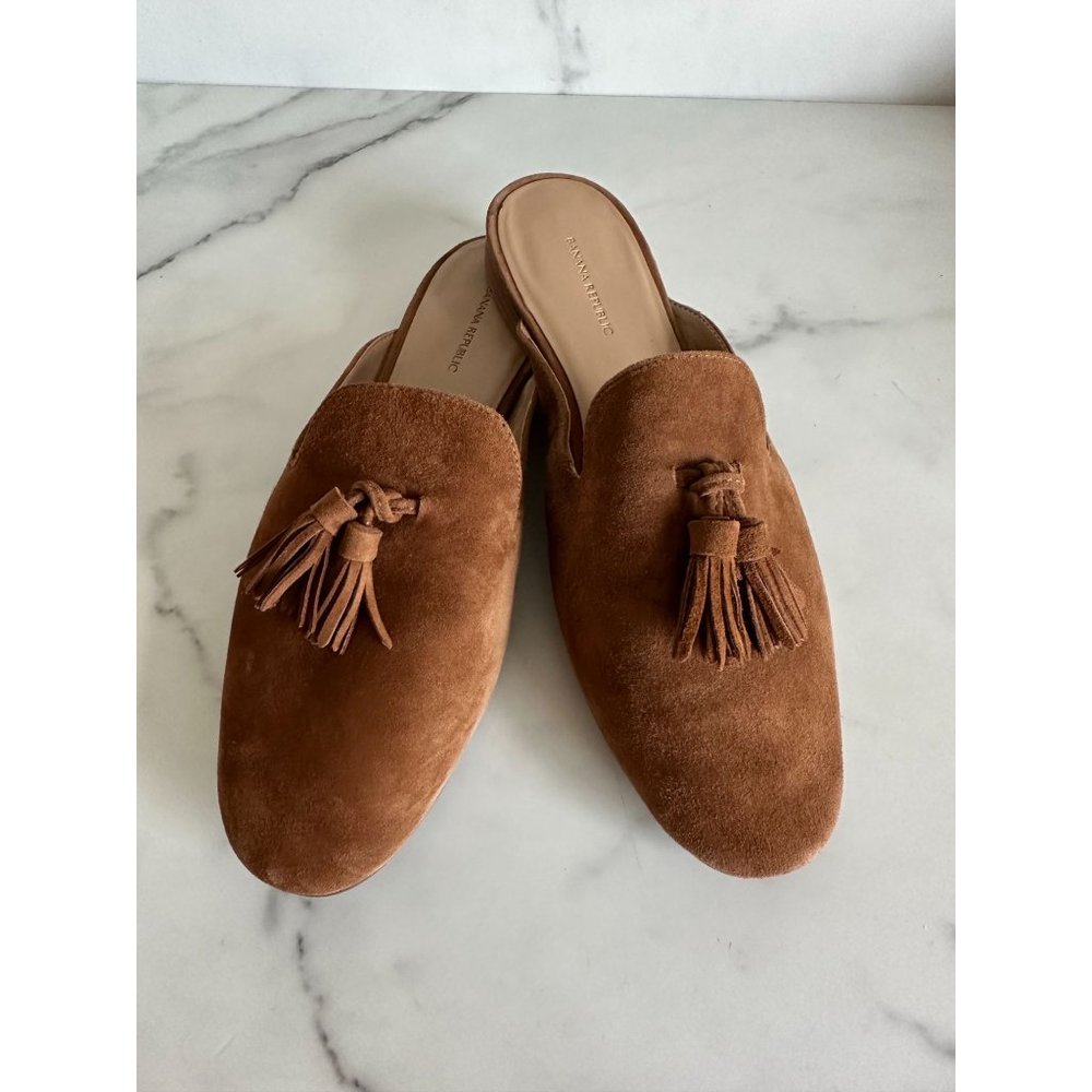 BANANA REPUBLIC Tan Suede Loafer Mule Flats Sz 10